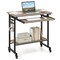 Mobile Laptop Desk with Keyboard Tray, Hooks, Rolling Casters, and Shelf